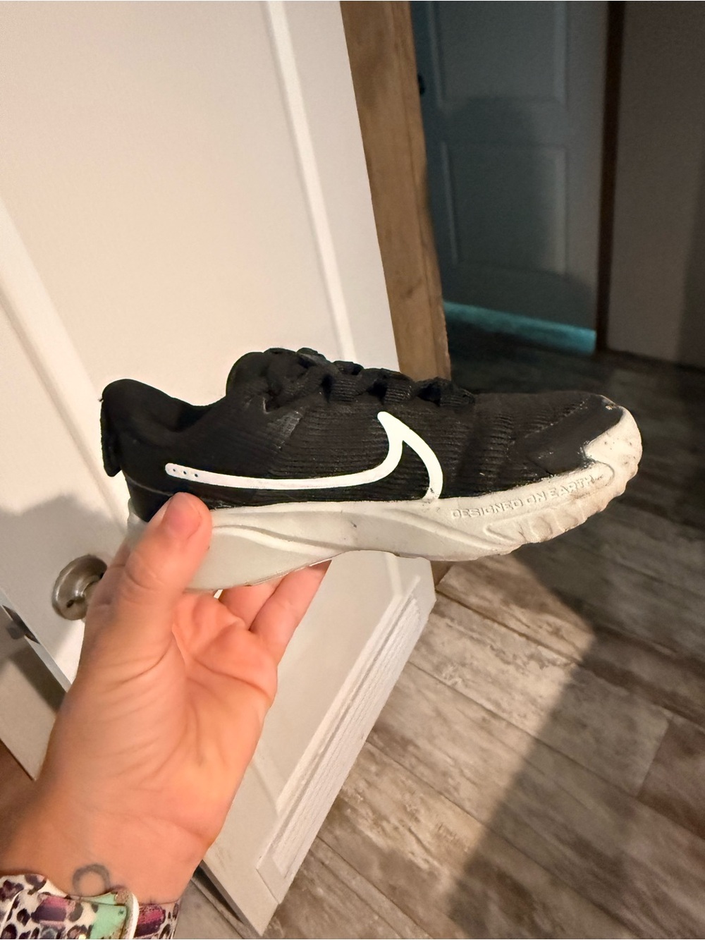 Nike Kids Black and White Swoosh Sneakers